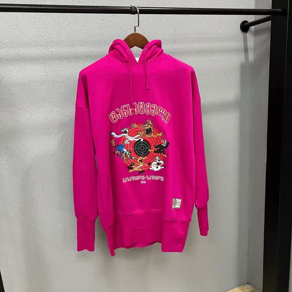 ❌sold❌🚩steal authentic Vetements Bright Pink Graphic Hoodie